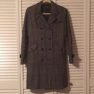 Black and white wool coat